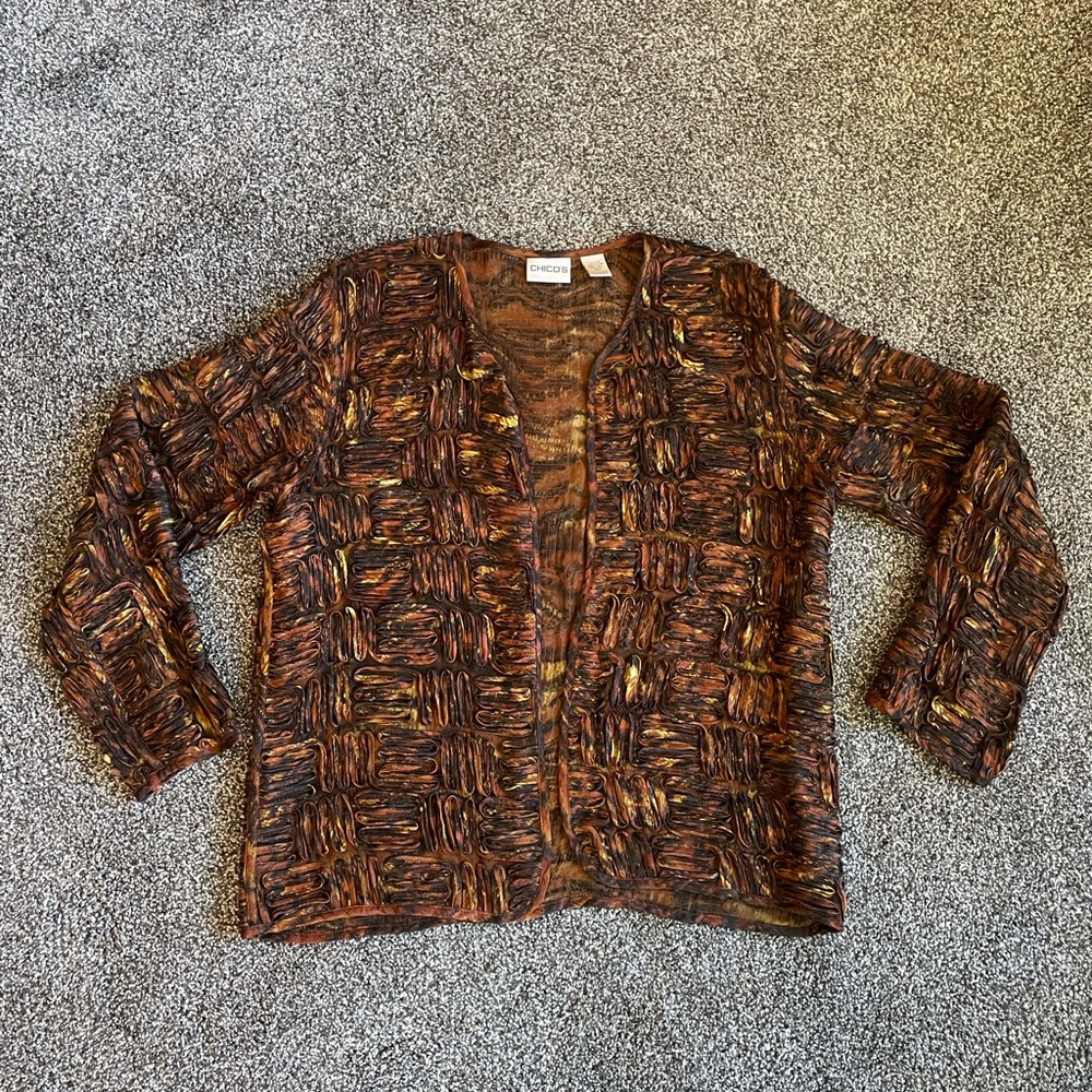 Chico’s 100% Silk Textured Statement Jacket - SIZE 1